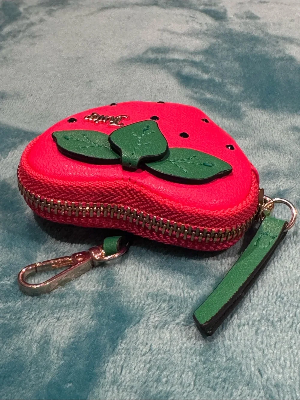 Juicy Couture Strawberry Coin Purse - Red with Green Leaves
